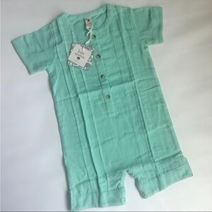 Kate Quinn Aqua Yucca Cotton Gauze Shortie Romper 18–24m NWT